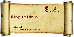 Ring Arián névjegykártya